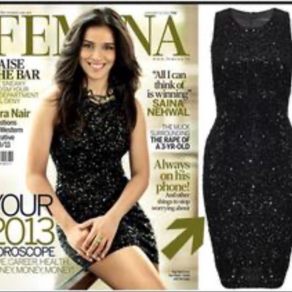French Connection Black Sequin mini  Dress